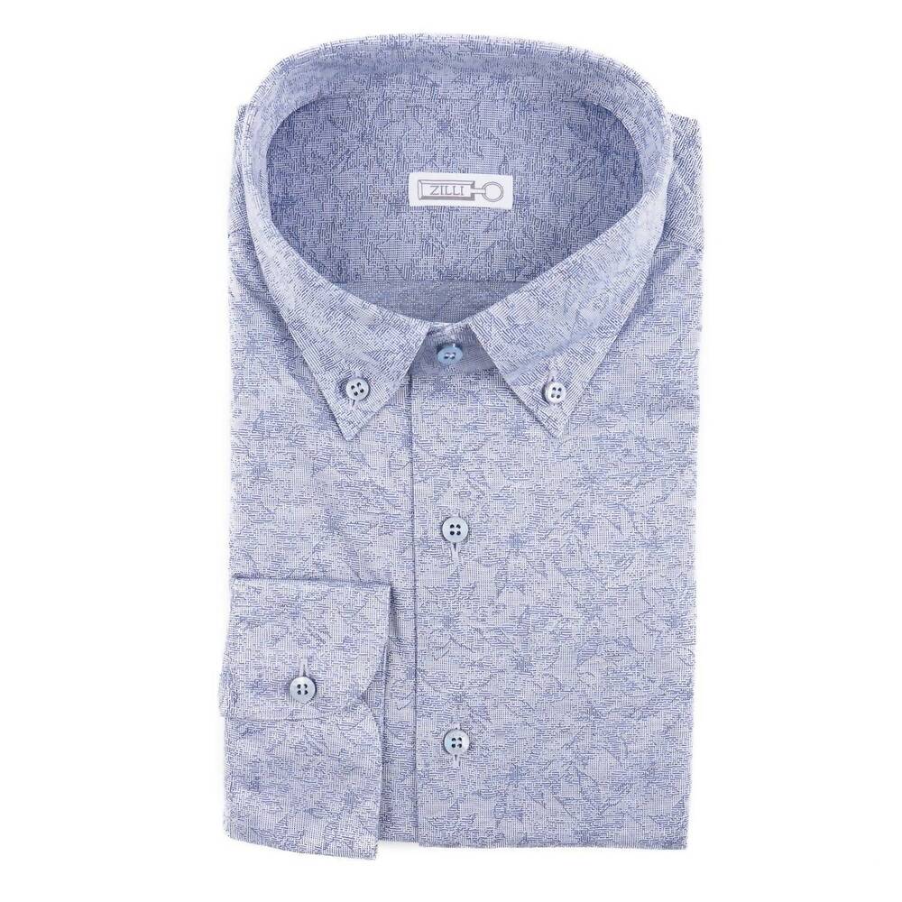 NEW ZILLI men's tailored-fit jersey cotton shirt in blue